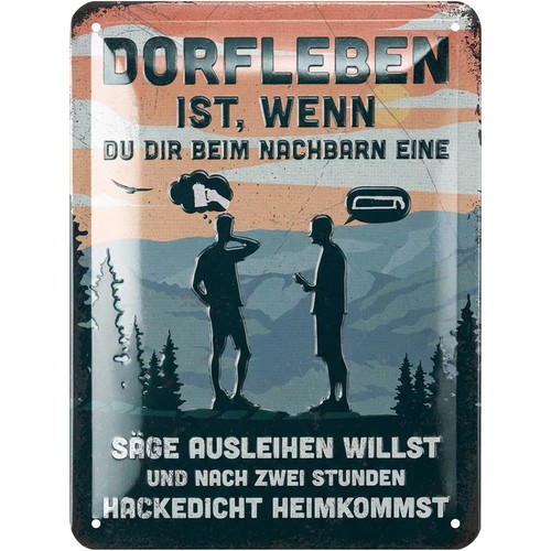 Retro blechschild dorfleben - retro,