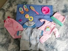 Puppen Bad Zubehör, Zapf Creation, Bademantel, Hausschuhe, Bürste, Strampler