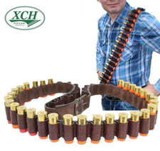 Offenen Schrot-Patronengürtel aus Leder 44x Kal.12; Munitionsgurt Patronenhalter