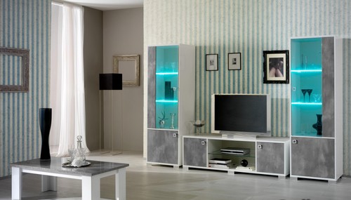 Wohnwand doppel vitrine - wohnwand,