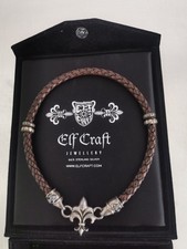 ORIGINAL ELF CRAFT Jewellery * Kette * Leather/Silver Neckband * Upright Lily‘s