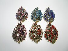 Brosche Anstecknadel Strass Stein Blume Blüte Blatt antik gold opulent groß