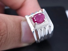 Kunst Deko Nicht Erhitzt Unbehandelt Herren Rosa Ring IN 14K Weiß Gold Über Eu 8