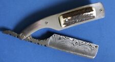DAMASTMESSER TASCHENMESSER RASIERMESSER  256 LAGEN HIRSCHHORN EDELSTAHL