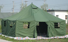 Mannschaftszelt 4,8 x 4,8 Meter NATO oliv mit Original Hardigg Transportbox 