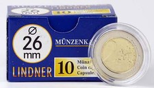 10 LINDNER Münzkapseln 26mm glasklar für z.B. 2 Euro Münzen Gedenkmünzen