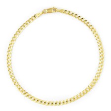 10K Gelbgold Damen Solides 2,5mm Konkaves Curb Cuban Link Kettenarmband - 7"