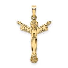 14k Gelbgold poliert massiv Auferstandener Christus Charm Anhänger 0,58gm B 17,4mm