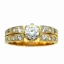 1 ct Diamant Ring 0.8 ct Brillant Solitär &  0.2 ct Akzent Diamanten 750 Gold 