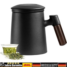Teetasse mit Deckel und Sieb 360 ml Holzgriff Teebecher mit Teesieb und Deckel
