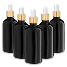 5x Glasflasche schwarz 100 ml