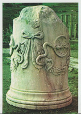 PERGAMON, TÜRKEI- SÄULE MIT SCHLANGENRELIEFS, ASKLEPION FARBPOSTKARTE