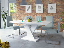 Esstisch Weiß Hochglanz Esszimmertisch Ausziehtisch 120(170)x80 Synchronauszug