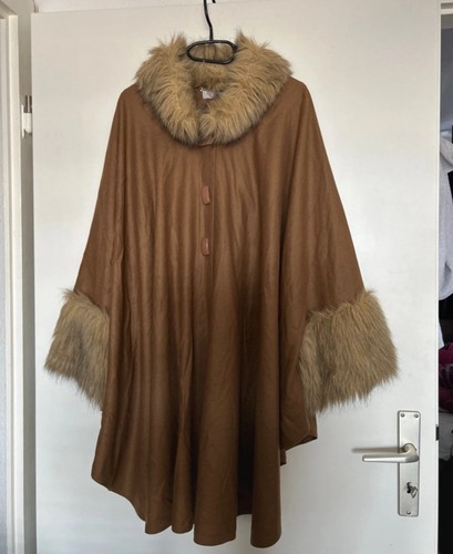 Vintage poncho mit fellbesatz - poncho,