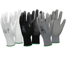 12er Set PU Mechanikhandschuhe Arbeitsschutz schwarz / grau / weiß S-XXL