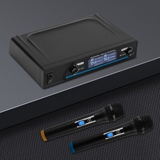 Funkmikrofon Wireless Microphone Mikrofon Set 2 Kanal UHF Hand Mikrofon LED DHL