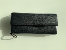 BREE Portemonnaie Leder schwarz ,lila Nähte,Schlüsselring 