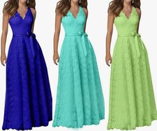 Damen Spitze V-Ausschnitt Abendkleider Cocktailkleider Festlichkleider Neu