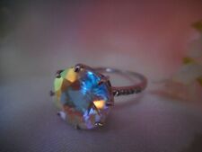 Weissgold Ring 5,54 ct MONDLICHT TOPAS und 12 DIAMANTEN Farbspiele Behandelt