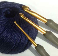 Tulpe ETIMO Kissengriff Aluminium Gold Häkelhaken