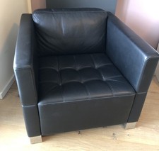 Brühl Carree Leder Sessel/ Clubsessel in Schwarz Leder.