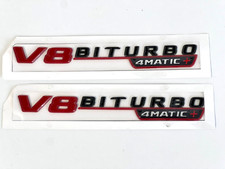 2 X SCHWARZ  ROT Mercedes Benz V8 Biturbo 4 Matic+ Emblem Logo Kotflügel Sticker