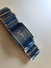 Rado Diastar Integral sehr schöne und seltene gemischte Uhr 24mm gold/blau
