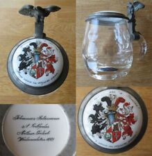 Alter Studentika Bierkrug Friesen sei`s Panier 1909 / emaillierter Deckel