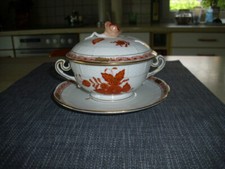 Herend Porzellan Apponyi Orange  Suppentasse mit Deckel +UT - Vitrinenstück -