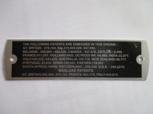 Typenschild schild weslake - typenschild,