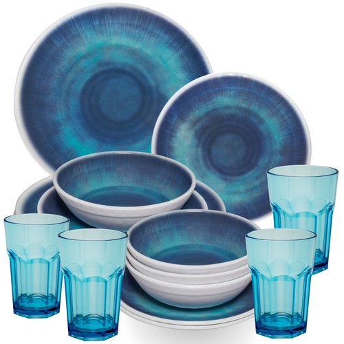Melamin geschirr set blau - blau, 4