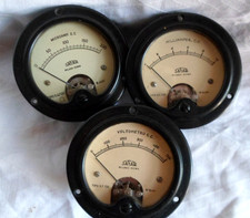 3 alte S.A.F.A.R. Militär -Messgeräte Micro-, Milliamperemeter, Voltmeter 1940er