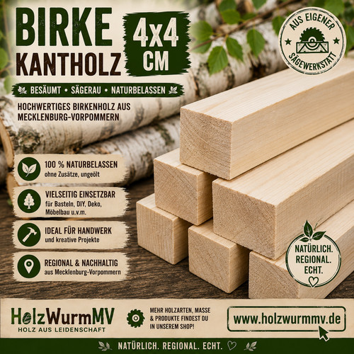 Birke kantholz 4x4 - kantholz,