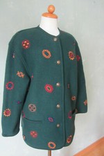 GEIGER  Trachtenjacke Jacke walk grün Blumen 100% Wolle warm Größe 38 M 