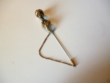 Antike Reversnadel  mit Besatz, alt  Biedermeier  Jugendstil Gold vergoldet