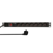 19" Steckdosenleiste 7fach Schalte 19 Zoll Netzwerkschrank 1U Serverschrank 1HE