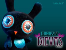 Kidrobot Dievas Black Owl 8" Vinyl Dunny Kunst Figur Nathan Jurevicius Scarygirl