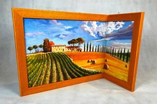 Eckleinwandbild Gemälde Holzrahmen Toscana Eckbild aus Italien mit Rahmen H42cm