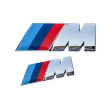 2x BMW M Emblem Logo silber