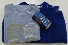 Junge Gr. 104 Norweger-Pullover blau Spielzeugauto T-Shirt Motiv VW Bus T1 Bulli