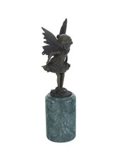 Bronze Figur Skulptur kleine Elfe / Fee auf edlem Marmorsockel H: 32 cm - 11362-