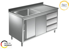Spülschrank 1 Becken und Schubladen ALLE GRÖßEN Gastrospüle Spüle Edelstahlspüle