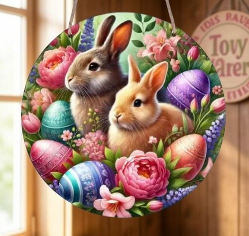 Holzschild ostern blumen - holzschild,