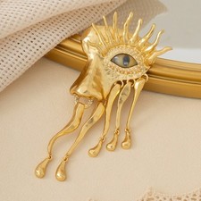 Schiaparelli Brooch Devil's Eye Design 18K Gold Plated Literary Retro Style gift