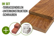 Terrassendielen Cumaru Hartholz Länge 3,35 m Komplettset Dielen+Schrauben+UK