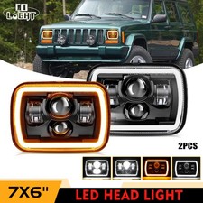 2X LED Hauptscheinwerfer 7x6" Rechteckig Abblendlicht Fernlicht TFL Blinker ECE