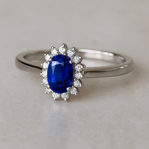 Blauer saphir diamant - blauer, 925