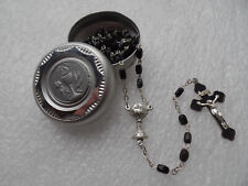 Kommunion Rosenkranz Porzellan schwarz mit Geschenk-Dose Kinderrosenkranz V37