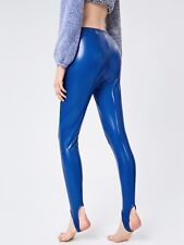 Damen Lack Wetlook Leggings Steghose Stegleggings Lackhose BLAU  LEGGINS gr M