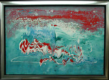  Jozsef Toth *1944: Kosmische Wellen auf Türkis Öl-Lackgemälde um 1996 Universum